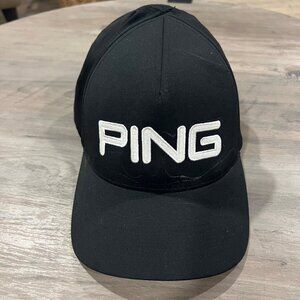Black Ping Golf Hat Flexfit Performance Headwear Premium Tour Apparel